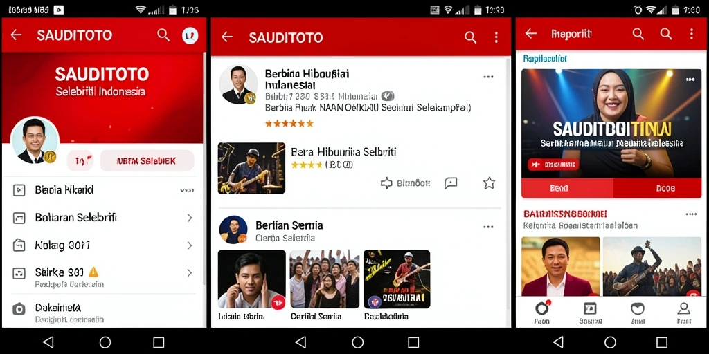 Antarmuka aplikasi SAUDITOTO yang menampilkan berita selebriti terbaru.