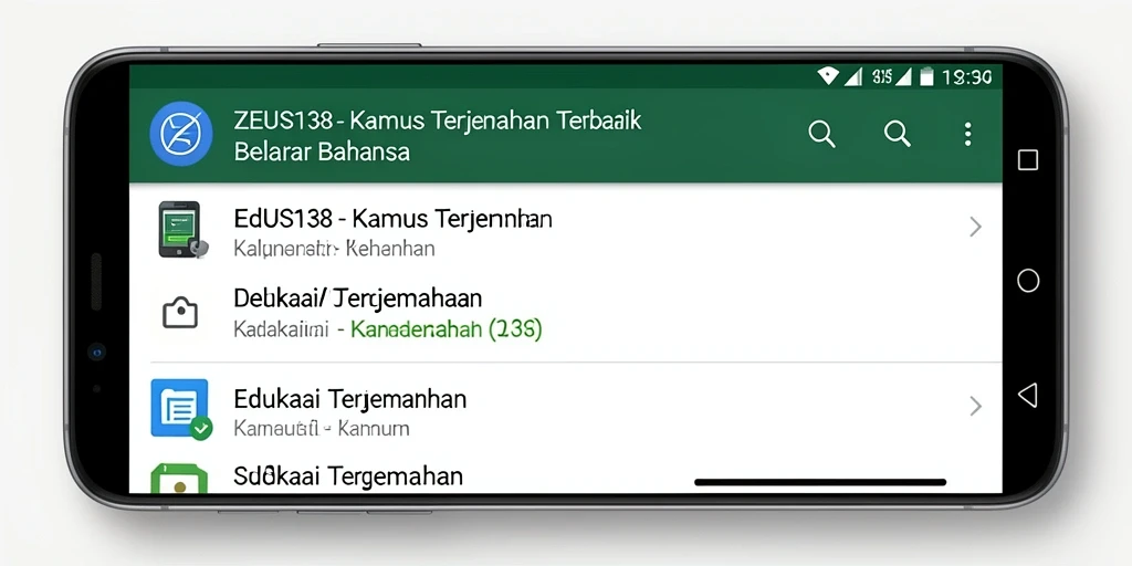 Antarmuka ZEUS138 yang intuitif dan modern untuk Kamus Terjemahan.